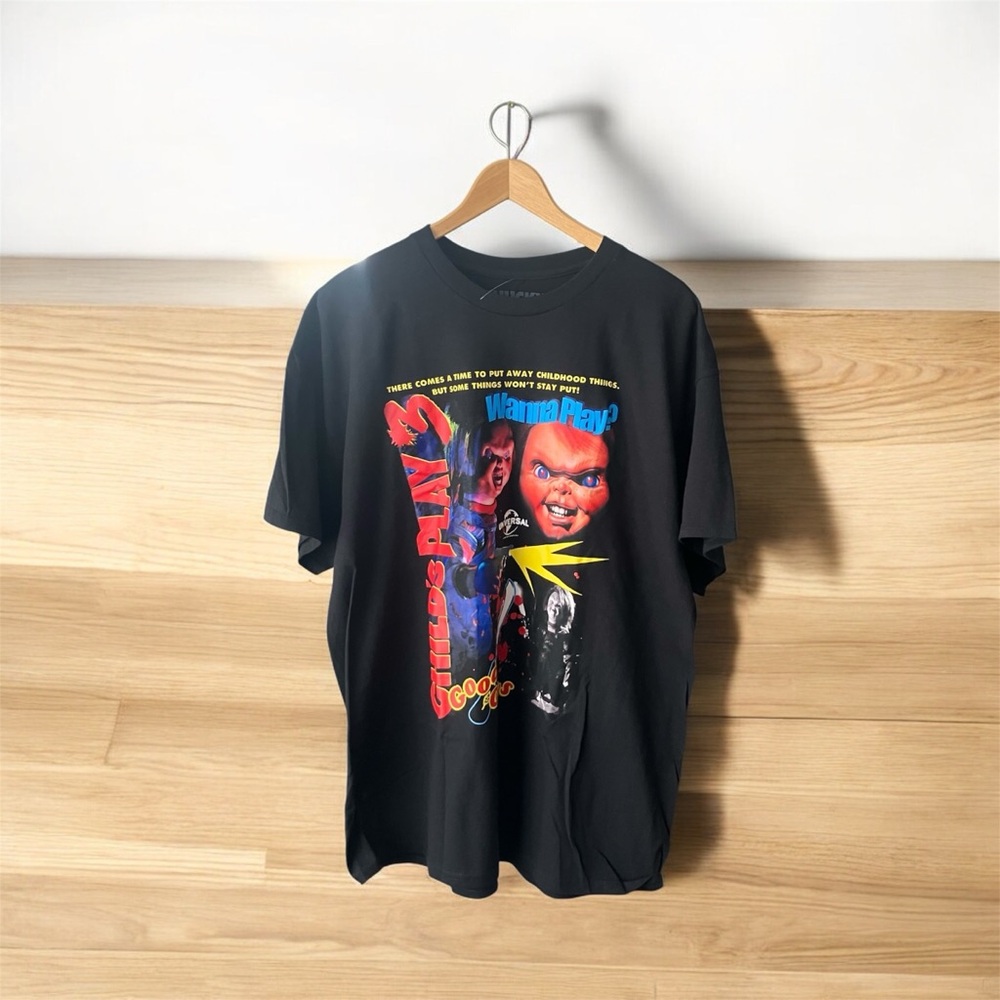 NEW Spencer's Unisex Child's Play 3 Chucky Good Guys Graphic Tee Wanna Play? XL